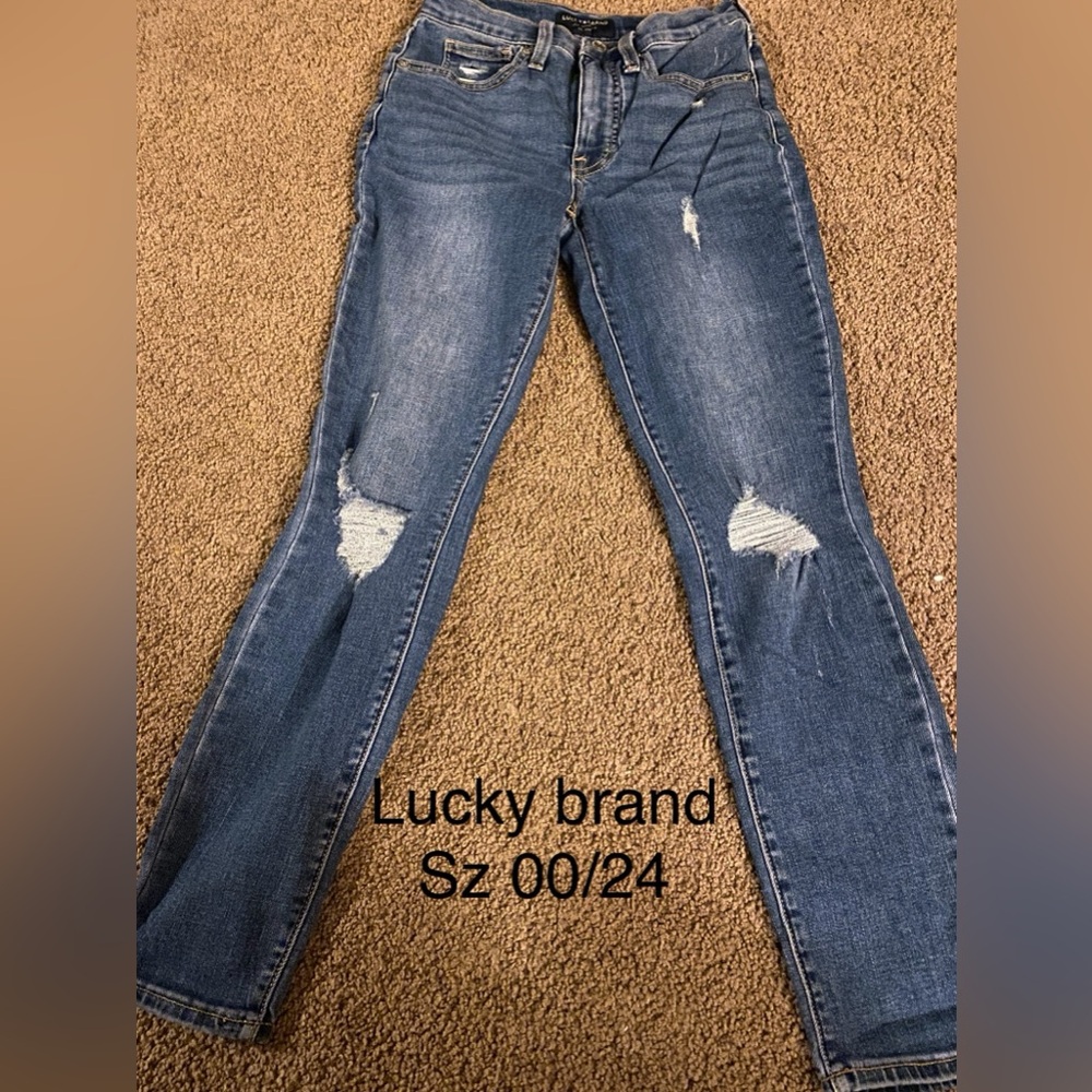 Lucky Brand Women's Distressed Blue Skinny Jeans
